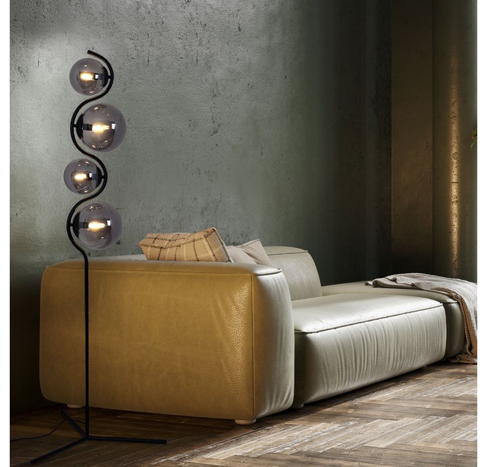 GLOBO LIGHTING Stehlampe, Leuchtmittel nicht inklusive, Stehlampe Standleuchte Wohnzimmerleuchte 4-Flammig Metall Glas – Bild 3 von 5