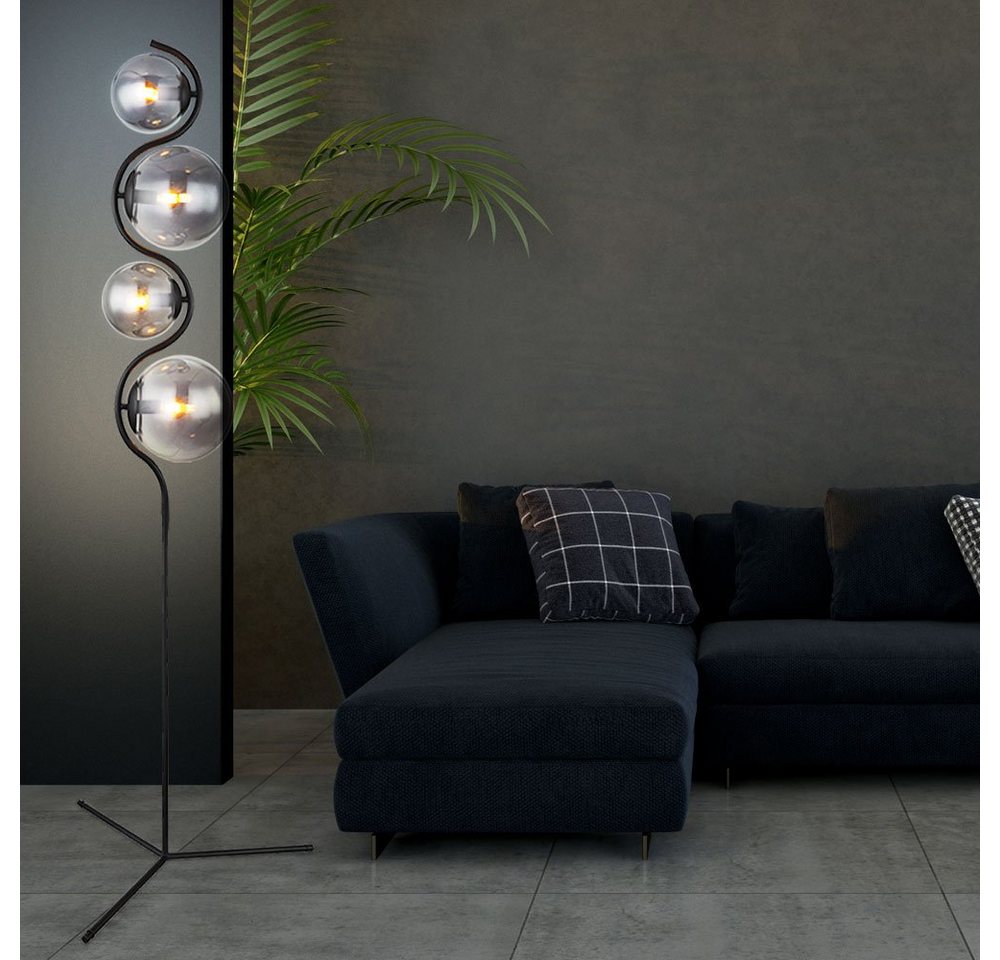 GLOBO LIGHTING Stehlampe, Leuchtmittel nicht inklusive, Stehlampe Standleuchte Wohnzimmerleuchte 4-Flammig Metall Glas – Bild 5 von 5