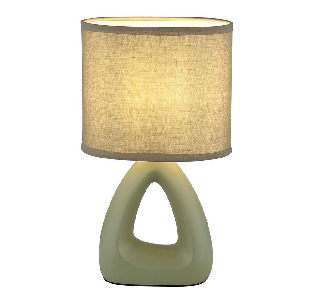 GLOBO LIGHTING Tischleuchte, Leuchtmittel nicht inklusive, Tischlampe Tischleuchte Keramik Wohnzimmerlampe Textil grün 2er Set – Bild 5 von 5
