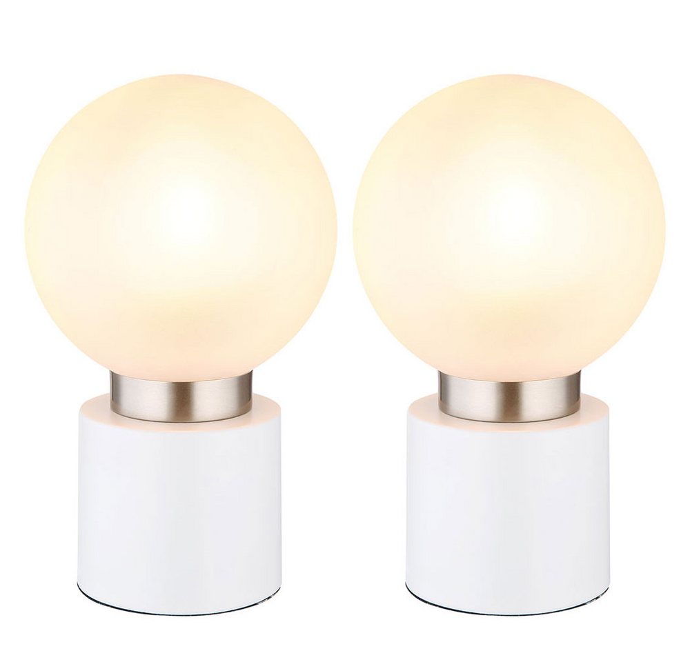 GLOBO LIGHTING Tischleuchte, Leuchtmittel nicht inklusive, 2x Tischleuchte Schlafzimmerleuchte Beistelllampe Nickel – Bild 2 von 5