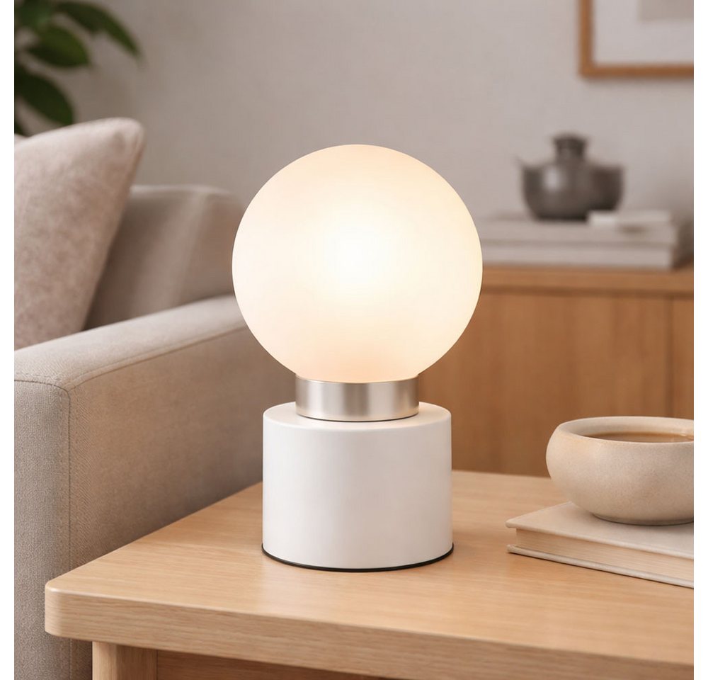 GLOBO LIGHTING Tischleuchte, Leuchtmittel nicht inklusive, 2x Tischleuchte Schlafzimmerleuchte Beistelllampe Nickel – Bild 3 von 5