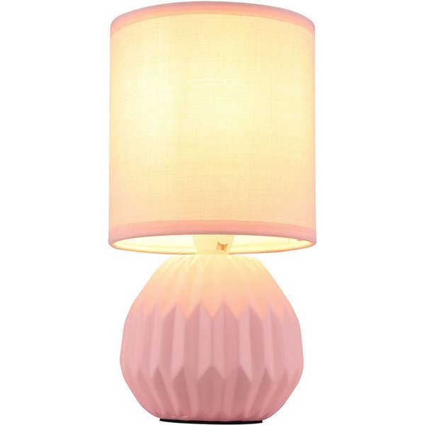 GLOBO LIGHTING Tischleuchte, Leuchtmittel nicht inklusive, Tischlampe Tischleuchte Nachttischlampe Keramik Textil pink H 23 cm