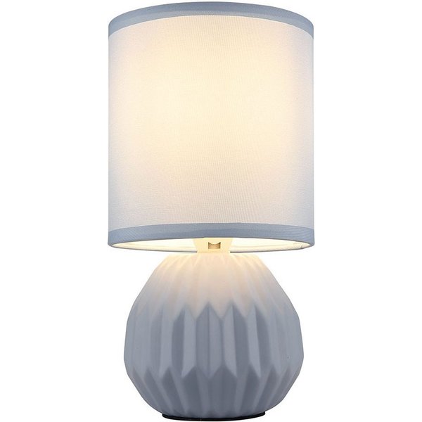 GLOBO LIGHTING Tischleuchte, Leuchtmittel nicht inklusive, Tischlampe Tischleuchte Nachttischlampe Keramik Textil blau H 23 cm