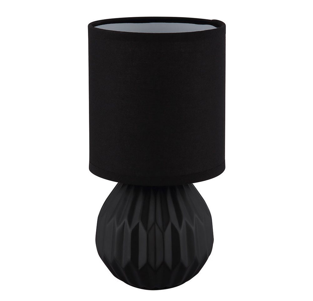 GLOBO LIGHTING Tischleuchte, Leuchtmittel nicht inklusive, Tischlampe Tischleuchte Nachttischlampe Keramik Stoff schwarz 2er Set – Bild 3 von 5