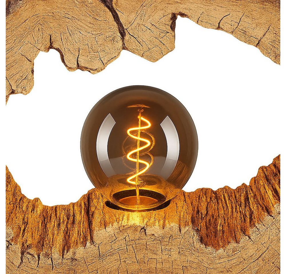 GLOBO LIGHTING Tischleuchte, Leuchtmittel nicht inklusive, Tischleuchte Nachttischlampe Tischlampe Baumscheibe Holzoptik braun – Bild 5 von 5