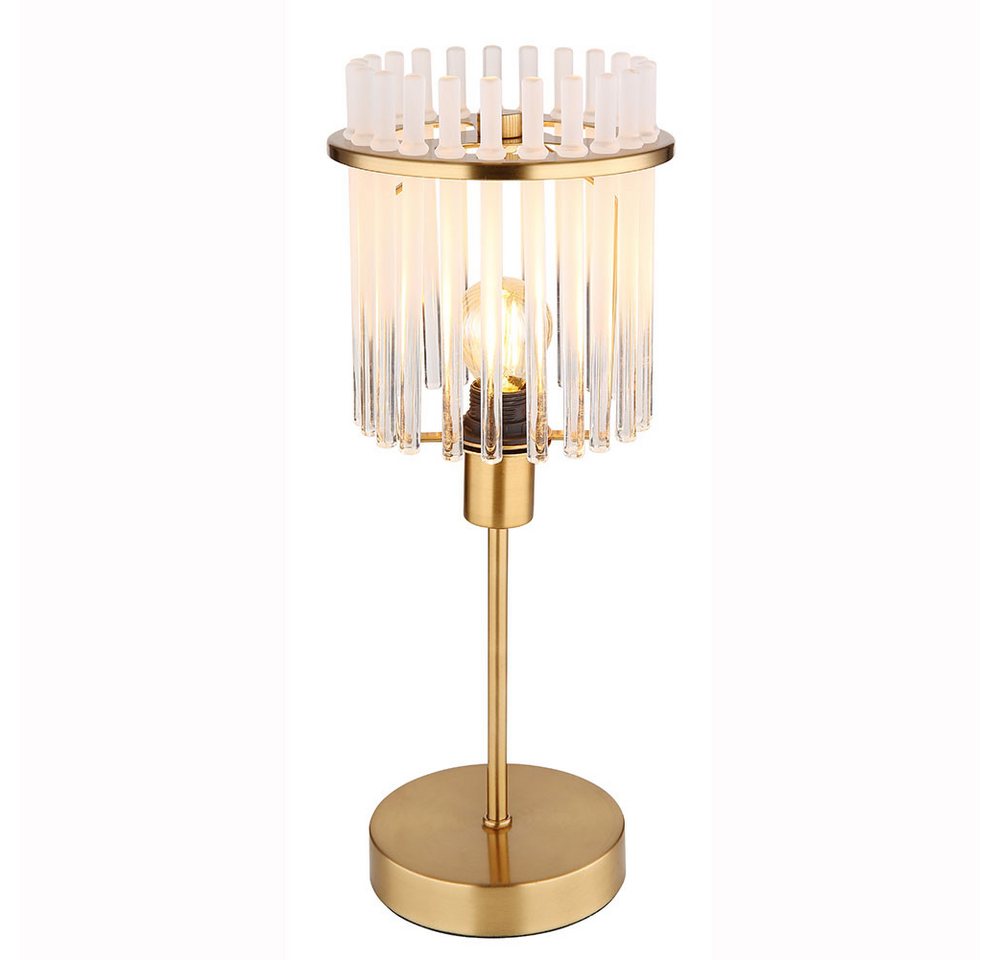 GLOBO LIGHTING Tischleuchte, Leuchtmittel nicht inklusive, Tischleuchte Nachttischlampe Metall Gold Glasstäbe E14 H 37,5 cm – Bild 2 von 5