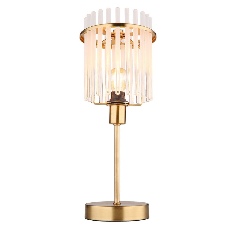 GLOBO LIGHTING Tischleuchte, Leuchtmittel nicht inklusive, Tischleuchte Nachttischlampe Metall Gold Glasstäbe E14 H 37,5 cm – Bild 5 von 5