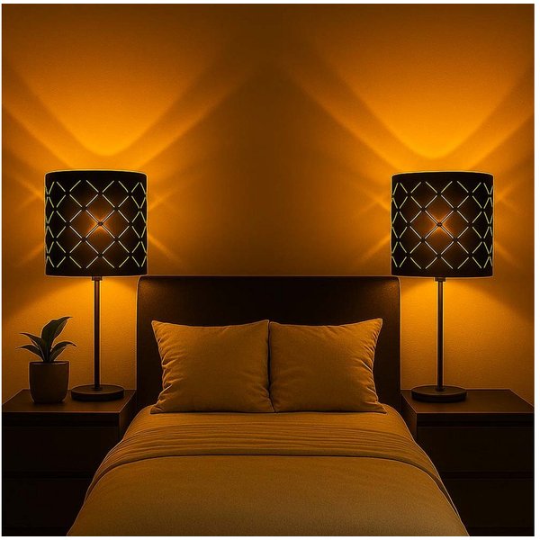 GLOBO LIGHTING Tischleuchte, Leuchtmittel nicht inklusive, 2er Set Tisch Lampen schwarz Wohn Schlaf Zimmer Beleuchtung Lese