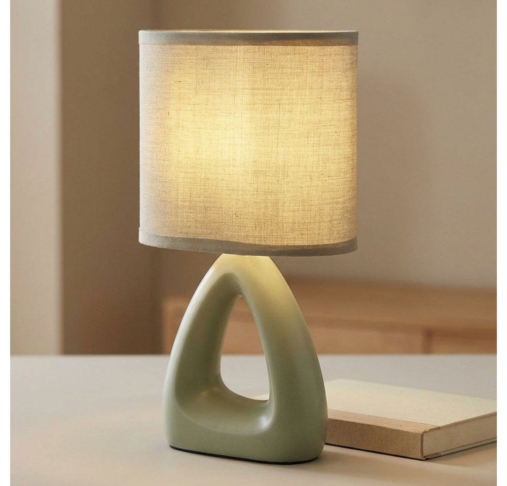 GLOBO LIGHTING Tischleuchte, Leuchtmittel nicht inklusive, Tischlampe Tischleuchte Nachttischlampe Keramik Wohnzimmerlampe Textil – Bild 2 von 5