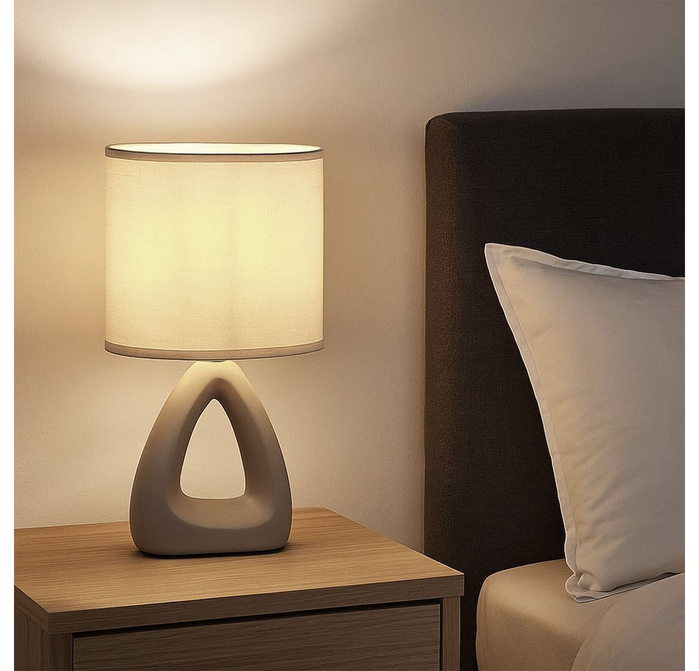 GLOBO LIGHTING Tischleuchte, Leuchtmittel nicht inklusive, Tischlampe Tischleuchte Nachttischlampe Keramik Wohnzimmerlampe Textil – Bild 3 von 5