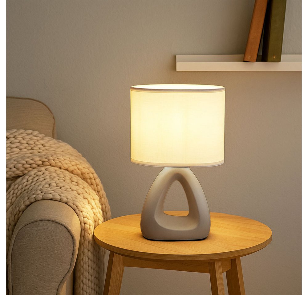 GLOBO LIGHTING Tischleuchte, Leuchtmittel nicht inklusive, Tischlampe Tischleuchte Nachttischlampe Keramik Wohnzimmerlampe Textil – Bild 5 von 5