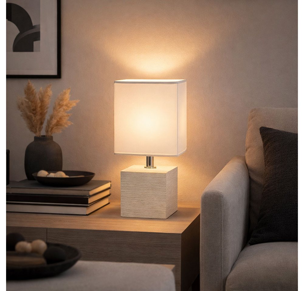 GLOBO LIGHTING Tischleuchte, Leuchtmittel nicht inklusive, Moderne Tischleuchte Keramik Beige – Bild 4 von 5