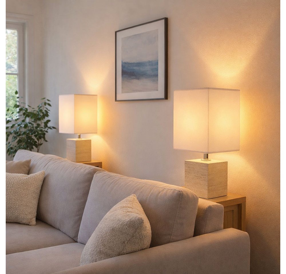 GLOBO LIGHTING Tischleuchte, Leuchtmittel nicht inklusive, Moderne Tischleuchte Keramik Beige – Bild 5 von 5