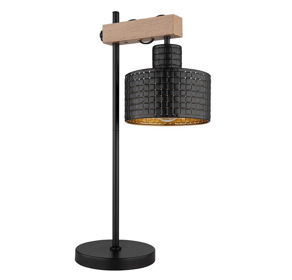 GLOBO LIGHTING Tischleuchte, Leuchtmittel nicht inklusive, Tischleuchte Nachttischlampe schwarz gold höhenverstellbar H 55 cm – Bild 2 von 5