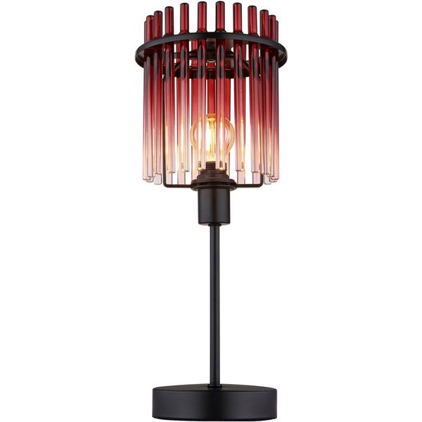 GLOBO LIGHTING Tischleuchte GORLEY, ohne Leuchtmittel, Tischlampe schwarz Glasstäbe grün klar verlaufend elegant
