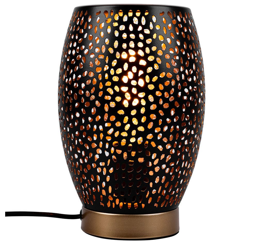 GLOBO LIGHTING Tischleuchte, Leuchtmittel nicht inklusive, Design Tisch Lampe Wohn Arbeits Zimmer Dekor Stanzungen Leuchte gold – Bild 2 von 5