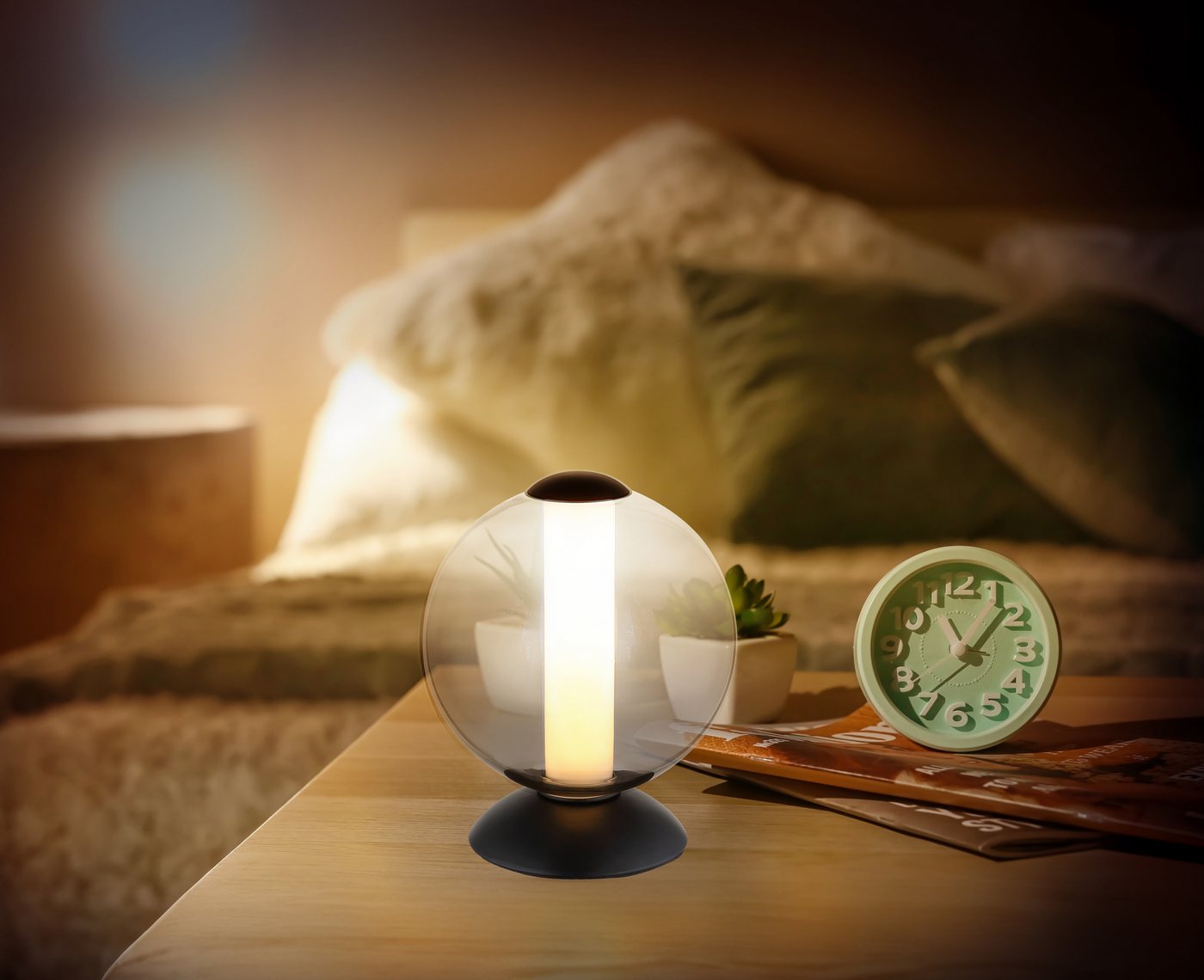 GLOBO LIGHTING Tischleuchte LACY, LED fest integriert, Warmweiß, Tischlampe Nachttischlampe Deko-Tischleuchte Schlafzimmer – Bild 2 von 5