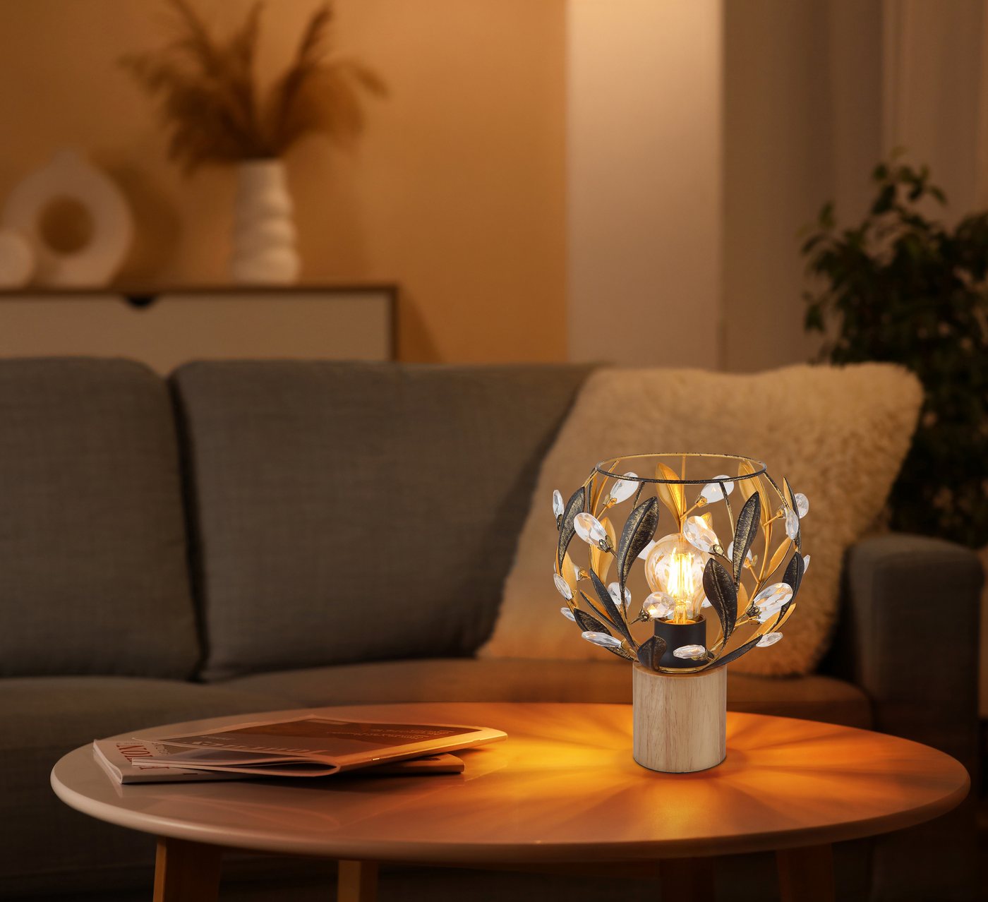 GLOBO LIGHTING Tischleuchte MIKA, ohne Leuchtmittel, Tischlampe Nachttischlampe Deko-Tischleuchte Schlafzimmer – Bild 2 von 5
