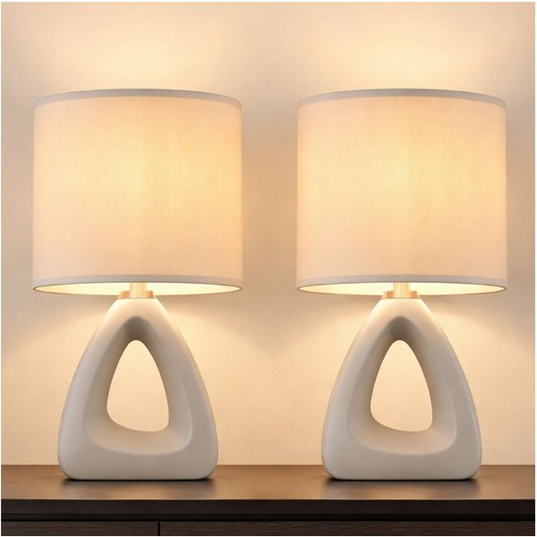 GLOBO LIGHTING Tischleuchte, Leuchtmittel nicht inklusive, Tischlampe Tischleuchte Leselampe Keramik Esszimmerlampe Stoff 2er Set
