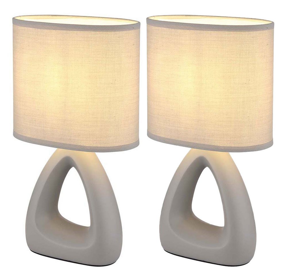 GLOBO LIGHTING Tischleuchte, Leuchtmittel nicht inklusive, Tischlampe Tischleuchte Leselampe Keramik Esszimmerlampe Stoff 2er Set – Bild 2 von 5