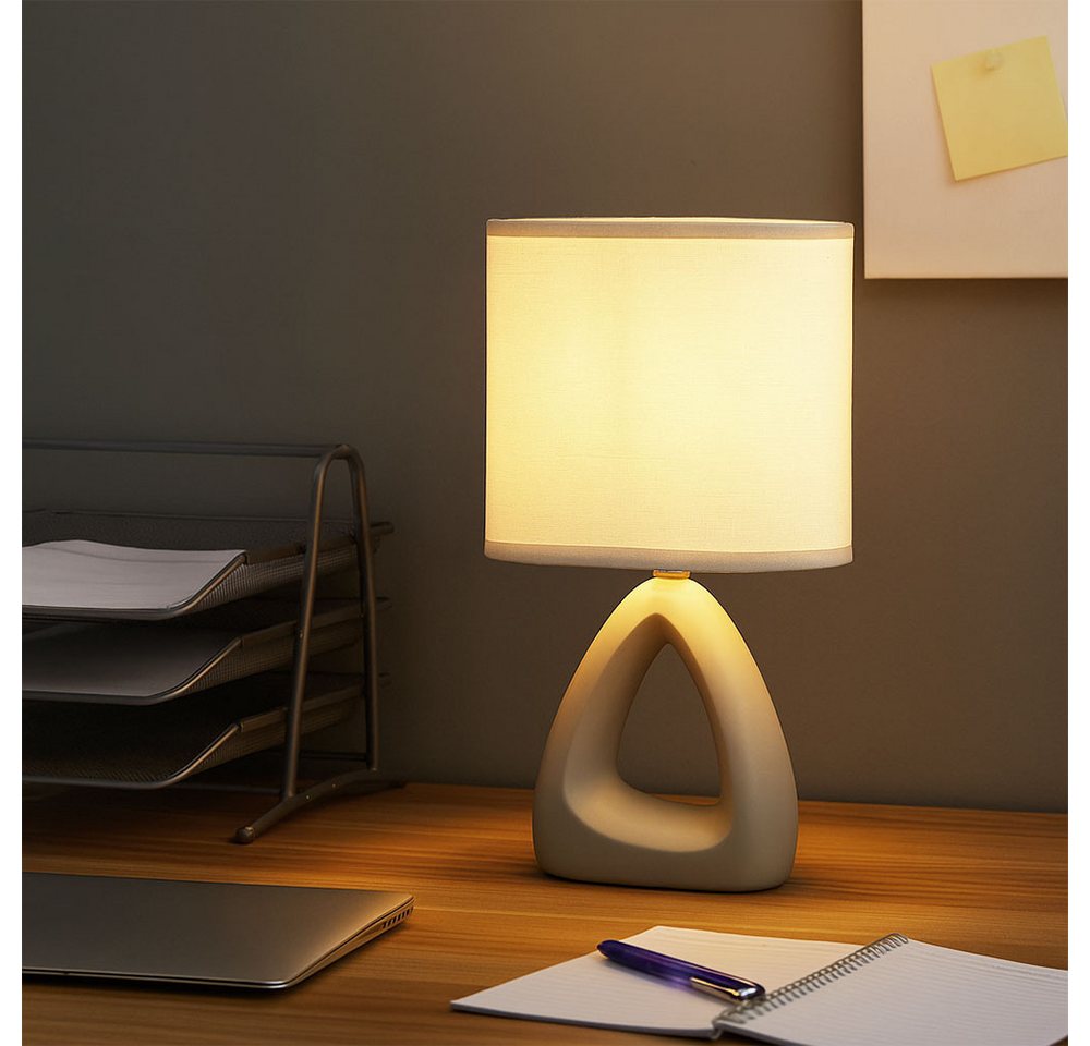 GLOBO LIGHTING Tischleuchte, Leuchtmittel nicht inklusive, Tischlampe Tischleuchte Leselampe Keramik Esszimmerlampe Stoff 2er Set – Bild 5 von 5