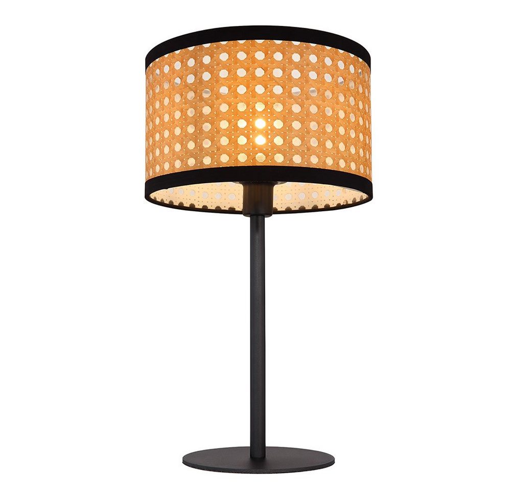GLOBO LIGHTING Tischleuchte, Leuchtmittel nicht inklusive, Tischlampe Schreibtischleuchte Metall schwarz Bambus-Optik E14 D 23 cm – Bild 2 von 5