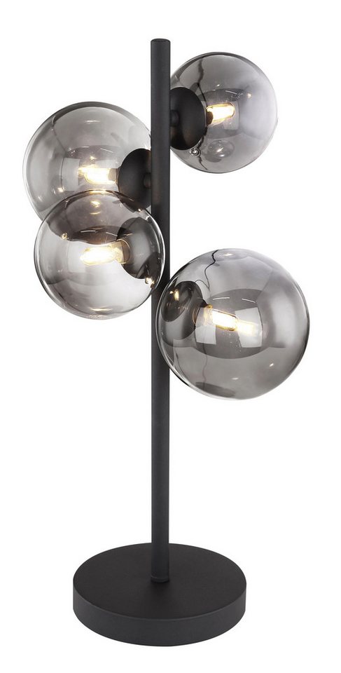 GLOBO LIGHTING Tischleuchte RIHA, Leuchtmittel wechselbar, Warmweiß, Nachttischlampe, Flur, Wohnzimmer, Glas, Design – Bild 3 von 5
