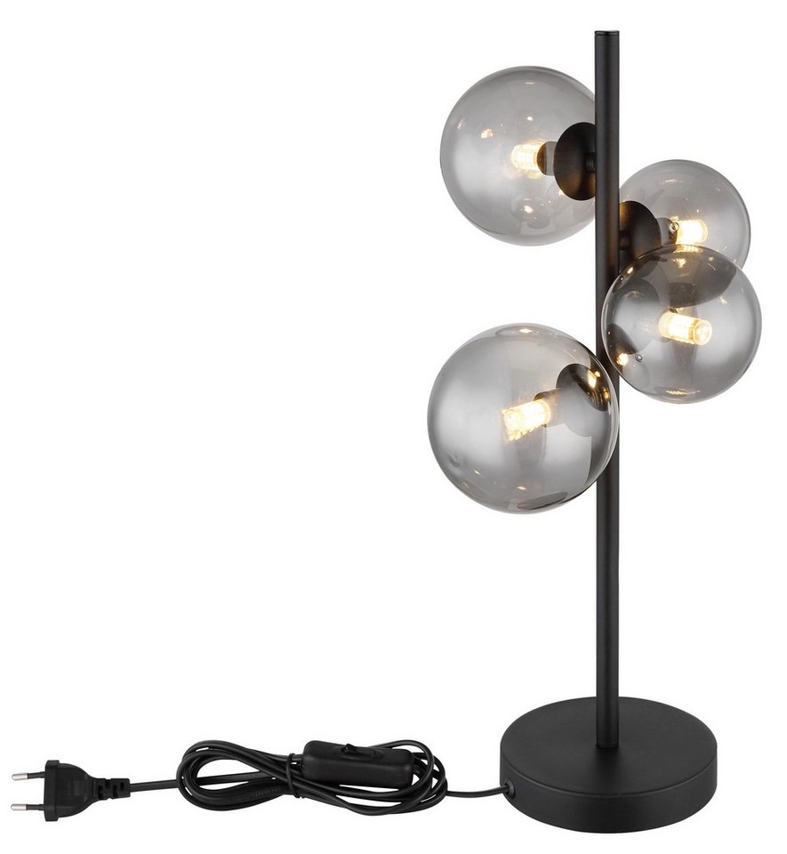 GLOBO LIGHTING Tischleuchte RIHA, Leuchtmittel wechselbar, Warmweiß, Nachttischlampe, Flur, Wohnzimmer, Glas, Design – Bild 4 von 5