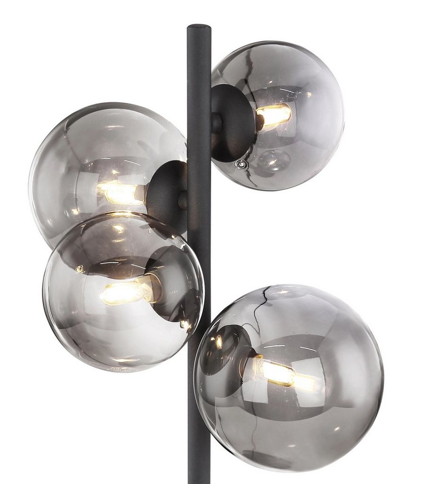 GLOBO LIGHTING Tischleuchte RIHA, Leuchtmittel wechselbar, Warmweiß, Nachttischlampe, Flur, Wohnzimmer, Glas, Design – Bild 5 von 5