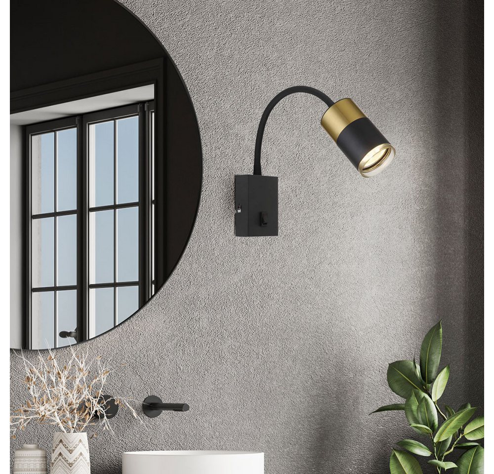 GLOBO LIGHTING Wandleuchte, Leuchtmittel nicht inklusive, Wandleuchte Wandlampe Schlafzimmerlampe schwarz flexibel H 43 cm – Bild 2 von 5