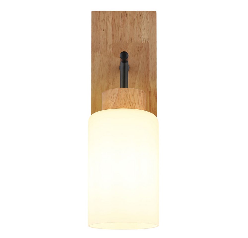 GLOBO LIGHTING Wandleuchte, Leuchtmittel nicht inklusive, Wandleuchte Wandlampe Metall Eiche dunkel schwarz Glas opal H 31 cm – Bild 3 von 5
