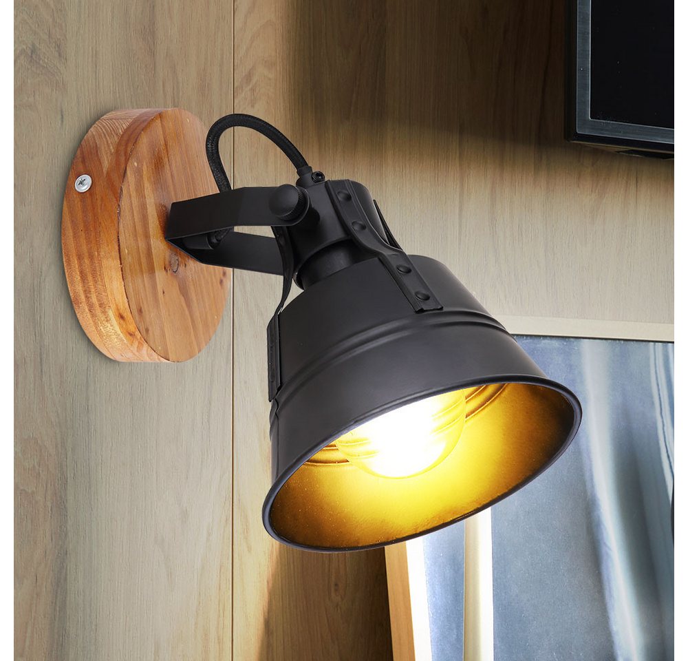 GLOBO LIGHTING Wandleuchte, Leuchtmittel nicht inklusive, Industrie Wand Spot verstellbar Wohn Ess Zimmer Beleuchtung Strahler – Bild 2 von 5
