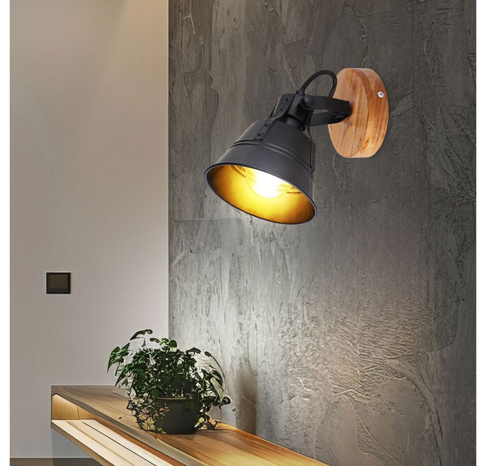 GLOBO LIGHTING Wandleuchte, Leuchtmittel nicht inklusive, Industrie Wand Spot verstellbar Wohn Ess Zimmer Beleuchtung Strahler – Bild 4 von 5