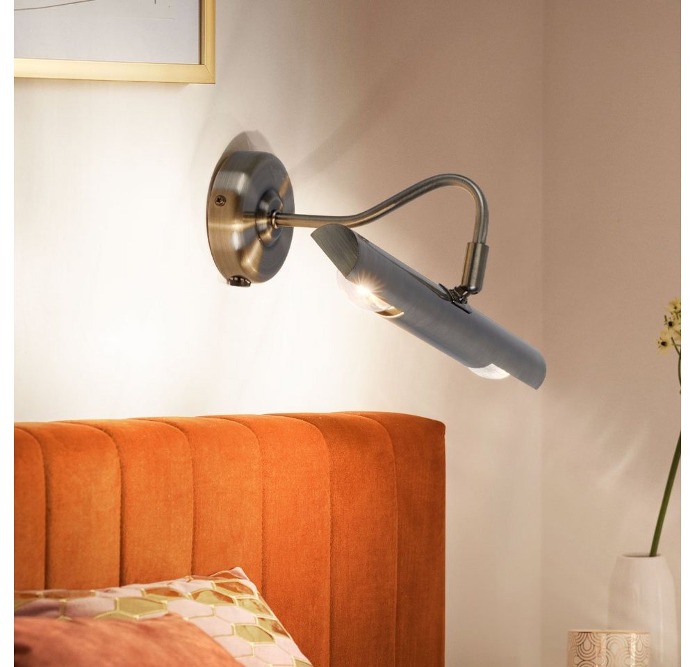 GLOBO LIGHTING Wandleuchte, Leuchtmittel nicht inklusive, Wandlampe Messing Wandleuchte Innen beweglich Schlafzimmer Lampe – Bild 3 von 5