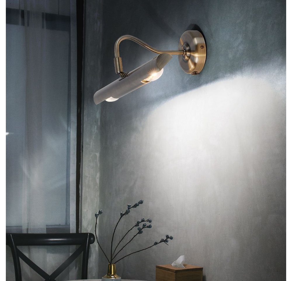 GLOBO LIGHTING Wandleuchte, Leuchtmittel nicht inklusive, Wandlampe Messing Wandleuchte Innen beweglich Schlafzimmer Lampe – Bild 4 von 5