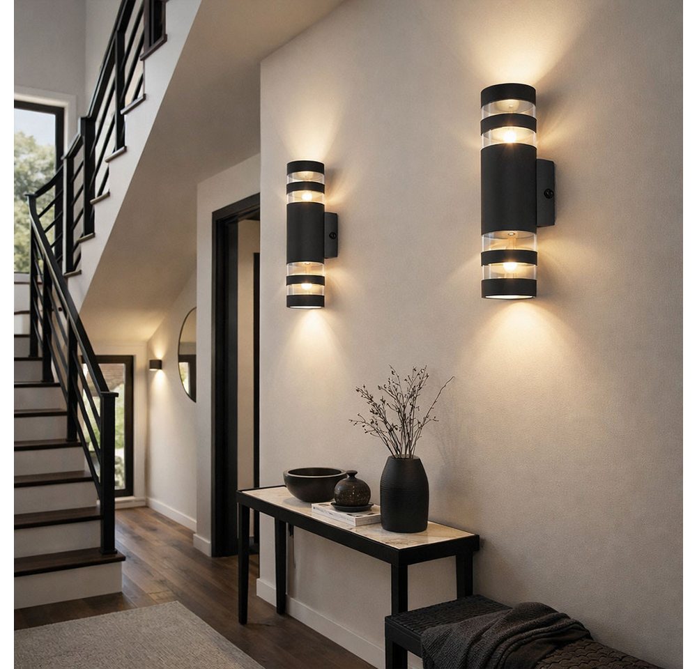 GLOBO LIGHTING Wandleuchte, Leuchtmittel nicht inklusive, Wandlampe Wandleuchte schwarz 2 flammig Wohnzimmerlampe 2er Set – Bild 3 von 5