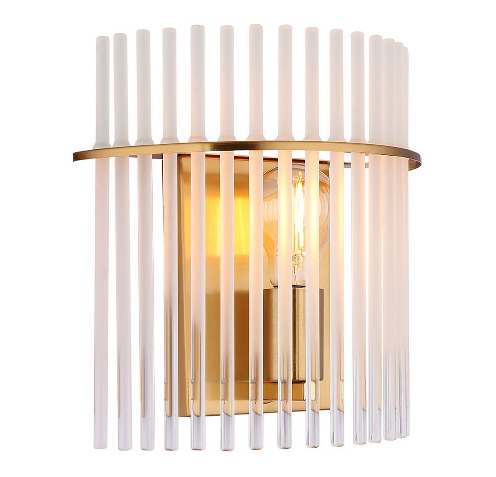 GLOBO LIGHTING Wandleuchte, Leuchtmittel nicht inklusive, Wandleuchte Wohnzimmerlampe opal klar Glasstäbe E27 Metall gold – Bild 2 von 5