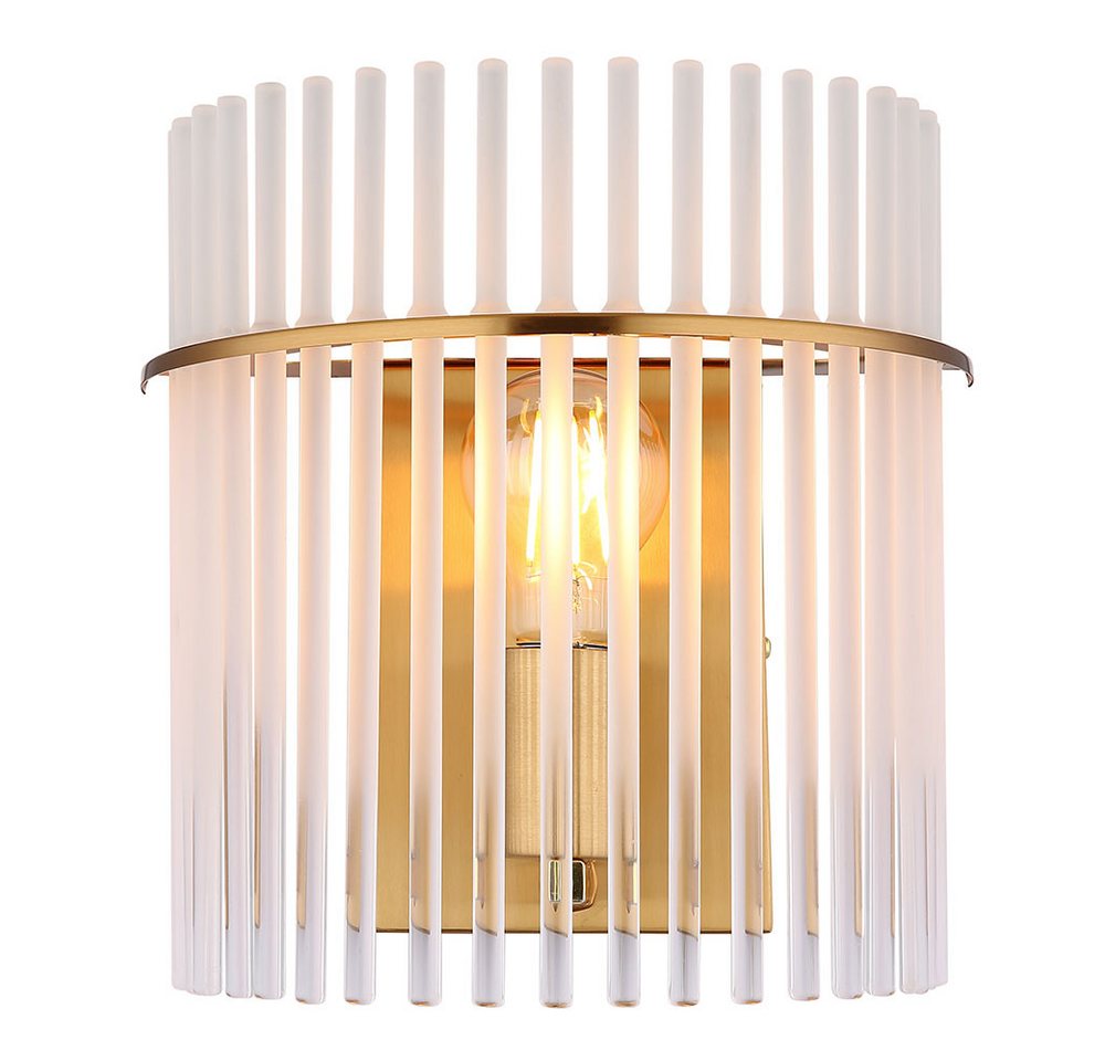GLOBO LIGHTING Wandleuchte, Leuchtmittel nicht inklusive, Wandleuchte Wohnzimmerlampe opal klar Glasstäbe E27 Metall gold – Bild 5 von 5