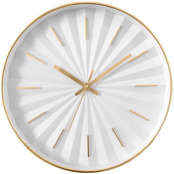 GLOBO LIGHTING Wanduhr FINE, Weiß, Goldgelb, Ø 30 cm, Kunststoff, (Glas)