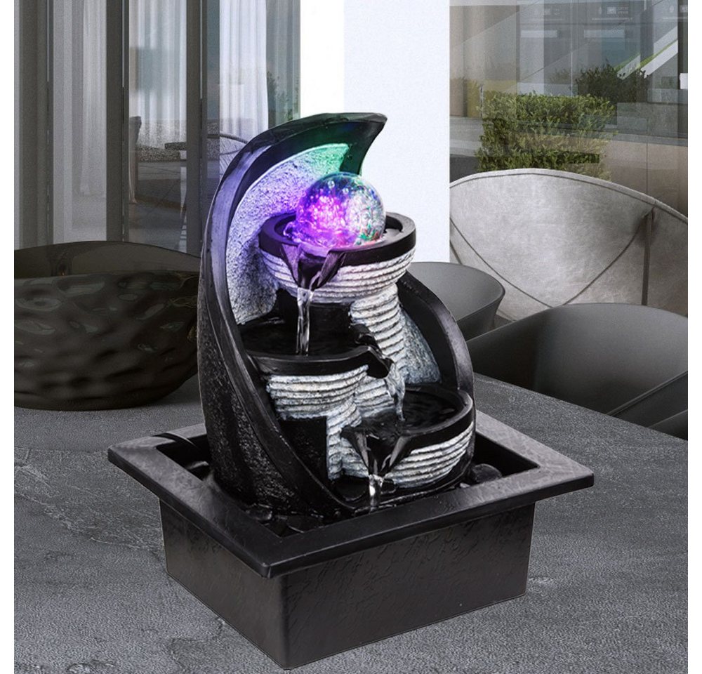 GLOBO LIGHTING Zimmerbrunnen, Tischbrunnen mit Beleuchtung Farbwechsel Wasserspiel Zimmerbrunnen,- – Bild 5 von 5