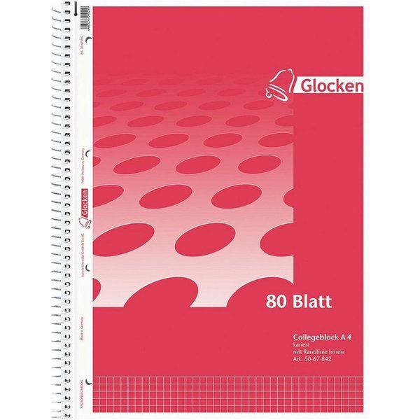 GLOCKEN Collegeblock, A4, 80 Blatt, gelocht und mit Ausreißhilfe