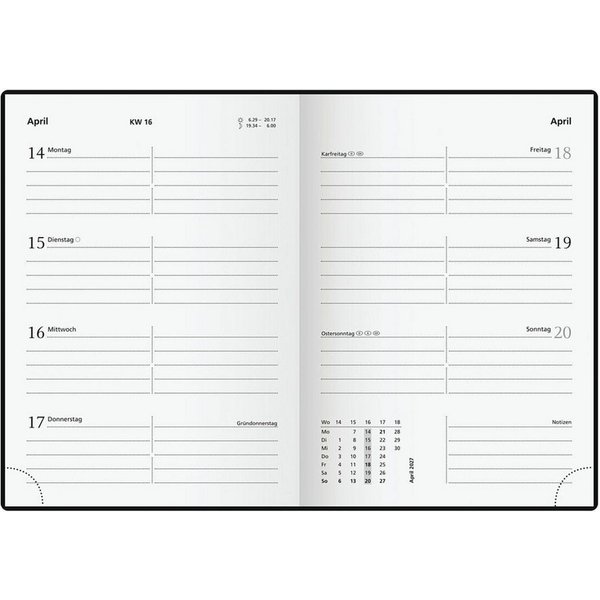 GLOCKEN Taschenkalender, für 2027, 2 Seiten = 1 Woche