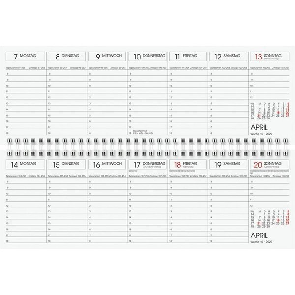 GLOCKEN Tischkalender, für 2027, 1 Seite = 1 Woche