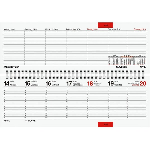 GLOCKEN Tischkalender septant 2027, 2 Seiten = 1 Woche