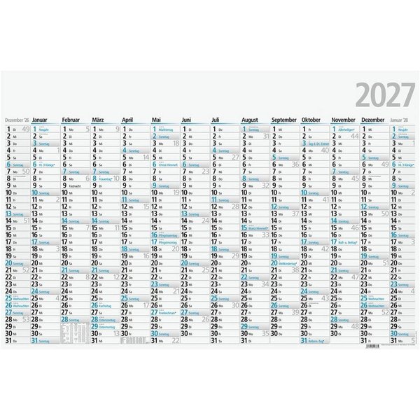 GLOCKEN Wandkalender 2027, 1 Seite = 14 Monate, DIN A1