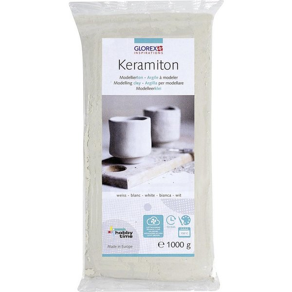 Glorex Bastelnaturmaterial Keramiton, weiss 1000 g Modellierton