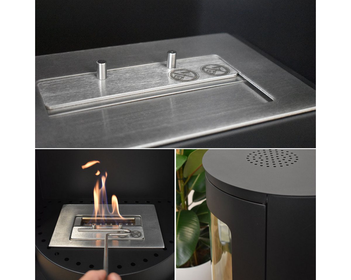 GLOW FIRE Echtfeuer-Dekokamin Ethanolkamin Stavanger Bioethanol Kamin, Sicherheitsbrenner,2 KW Heizleistung,4h Brenndauer – Bild 3 von 5