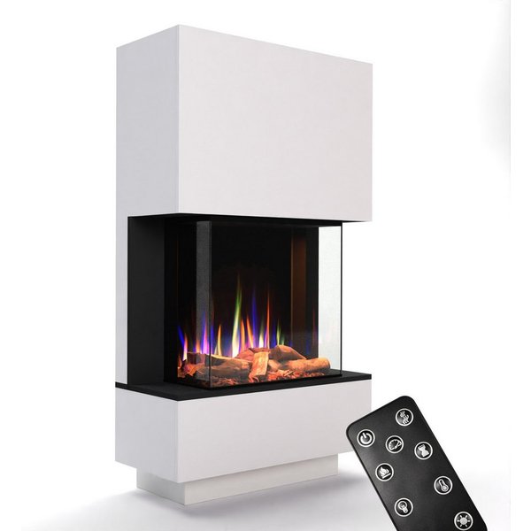 GLOW FIRE Elektrokamin PR14 E-Motion 3D, Elektrischer Kamin mit 3D Feuer mit Heizung, täuschend echte Flamme mit Heizung, 3 Dekorationen