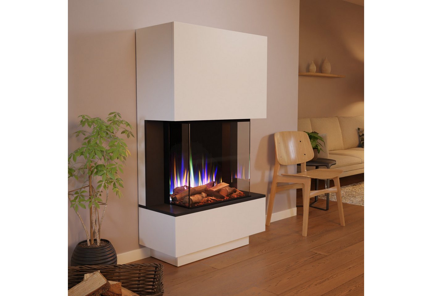 GLOW FIRE Elektrokamin PR14 E-Motion 3D, Elektrischer Kamin mit 3D Feuer mit Heizung, täuschend echte Flamme mit Heizung, 3 Dekorationen – Bild 2 von 5