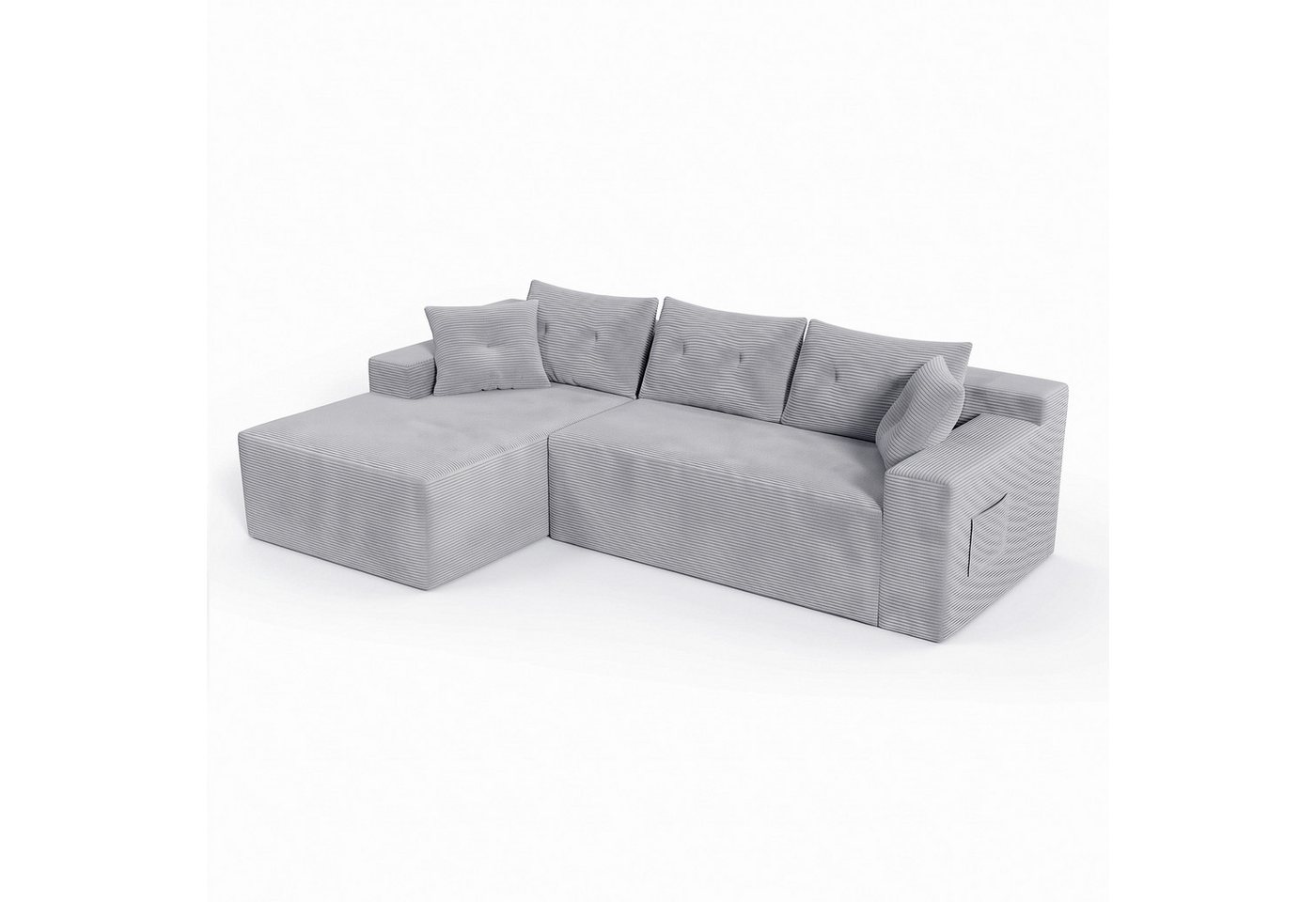 GLP Ecksofa L-Form 3-Sitzer Cord Sofa mit Taschenfederkern 255 cm, Links/Rechts, Set, Modulares Couch ohne Montage mit großer Chaiselongue – Bild 2 von 5